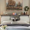 Farmhouse Queen Size Bed Frame w/Storage Bookcase Headboard, Sliding Barn Door, Charging Station, Rustic Wood Platform 3