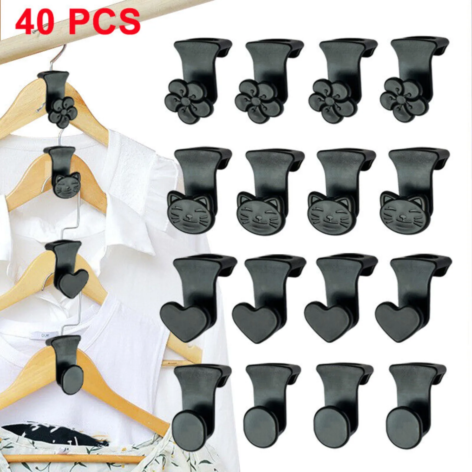 

40 PCS Clothes Hanger Connector Hooks Closet Hangers Organizer Space Saving Clip