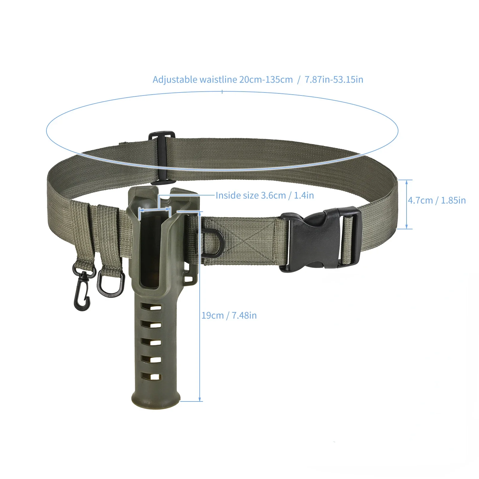 Fishing Rod Holder Portable Belt Rod Holder Fishing Gear Tackles Accessories Adjustable Waist Fishing Rod Holder Pole Inserter