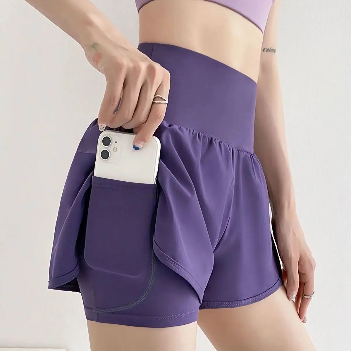 Summer Thin High Waist Yoga Pants Women's Fitn Sport Tee-Quarter Length orts Breathable Anti-Light Running Trousers - Image 4