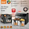 Double Pot Air Fryer,1000W+1000W,4L+4L, Multi-Functional  Household Electric Fryer With No Smoke,Fried Chicken, French Fries 1