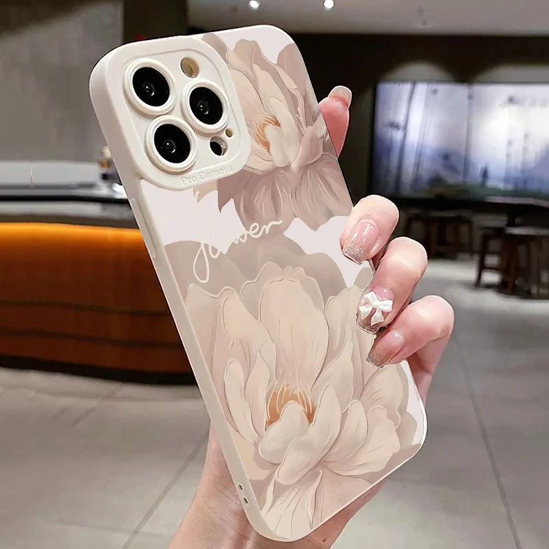 Oil Painting Flower Shockproof Silicone Phone Case