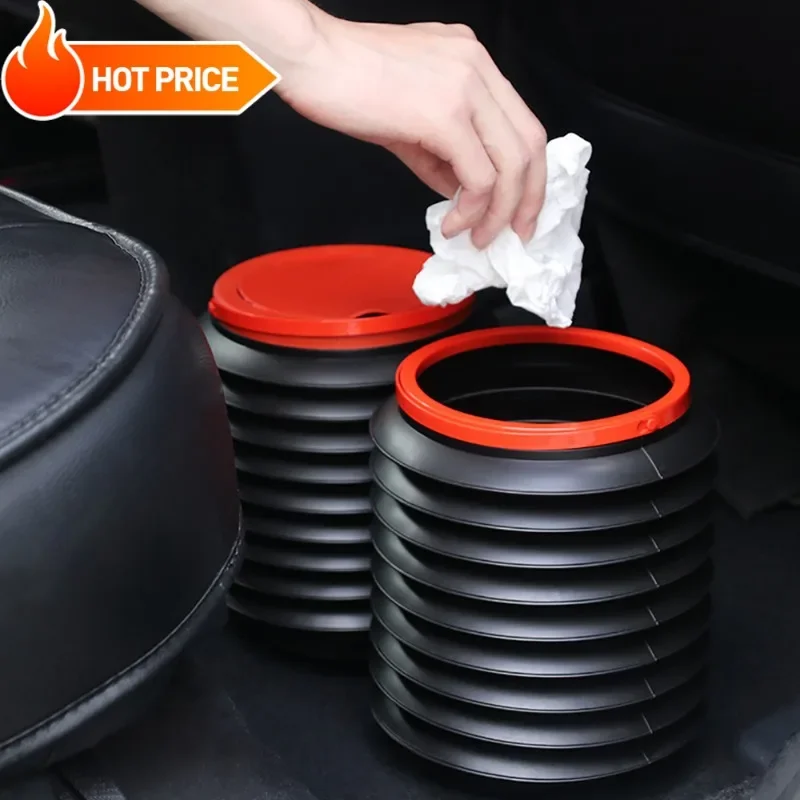 1Pcs car trash can Car wash Retractable storage bucket Folding garbage organizer Trash can universal car garbage bin acessories