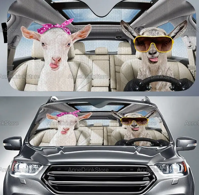 

Goat Car Sun Shade, Goat Car Accessories, Goat Car Decoration, Gift For Her, Gift For Mom, Car Decoration, Goat Lovers PHT202006