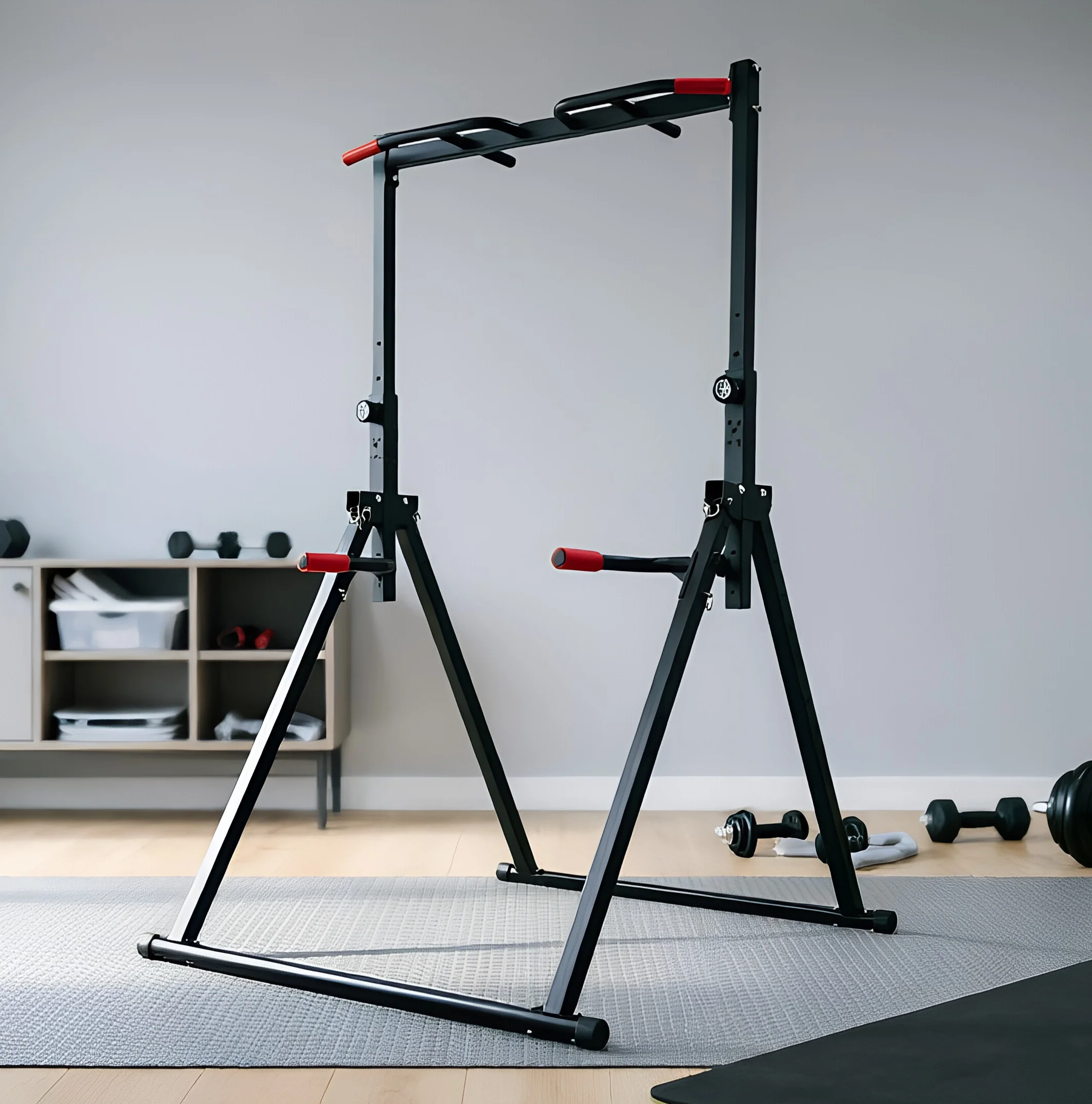 Adjustable Pull Up Bar, 200kg Load Foldable Home Gym Multi-Function Training Station with Parallel Bars for Strength Training