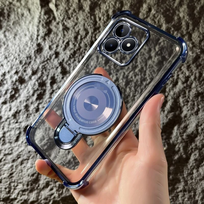 Luxury Transparent Electroplated Magnetic Stand Case - Shockproof Cover with Magsafe Compatibility