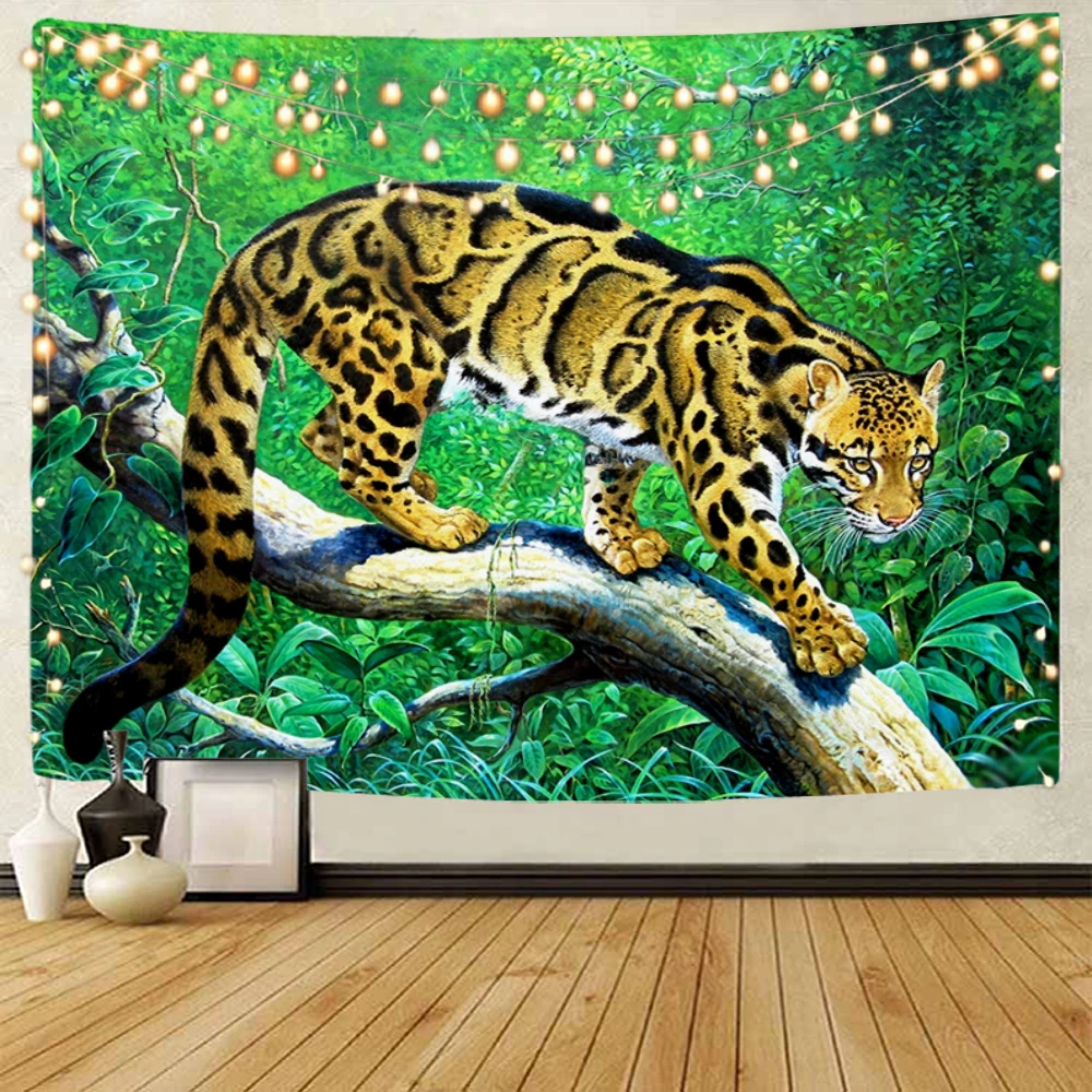 Grassland leopard, jungle leopard, forest leopard animal background decoration tapestry home background decoration