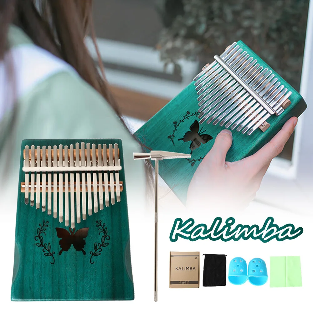 

17-Note красное дерево калимба большой палец пианино с бабочкой резьба набор для начинающих музыкальный инструмент