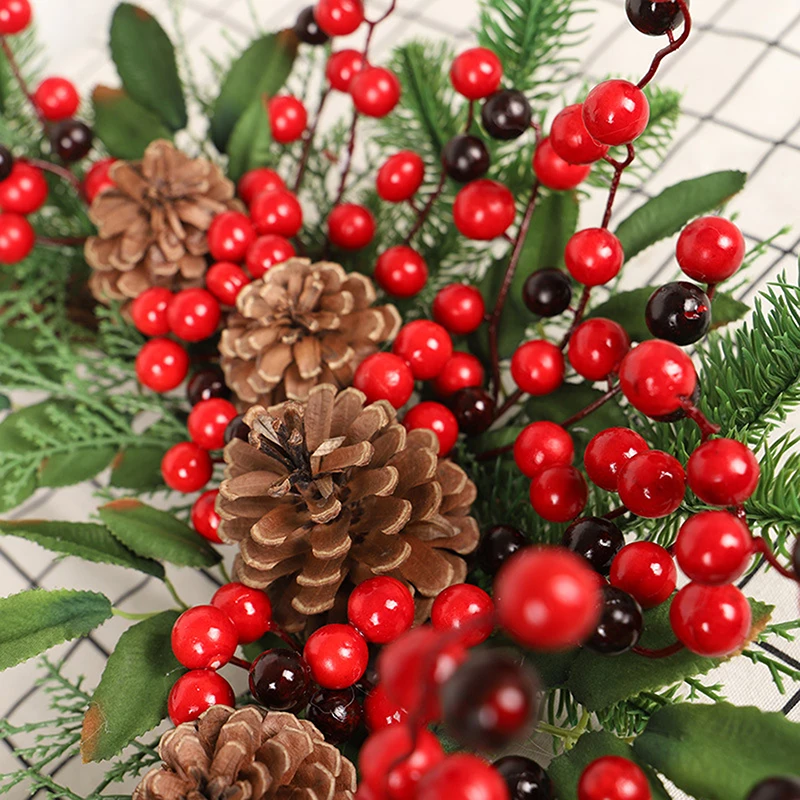 natal rattan grinalda pinheiro ramos naturais bagas cones de pinho natal grinalda suprimentos porta de casa decoração para ano novo