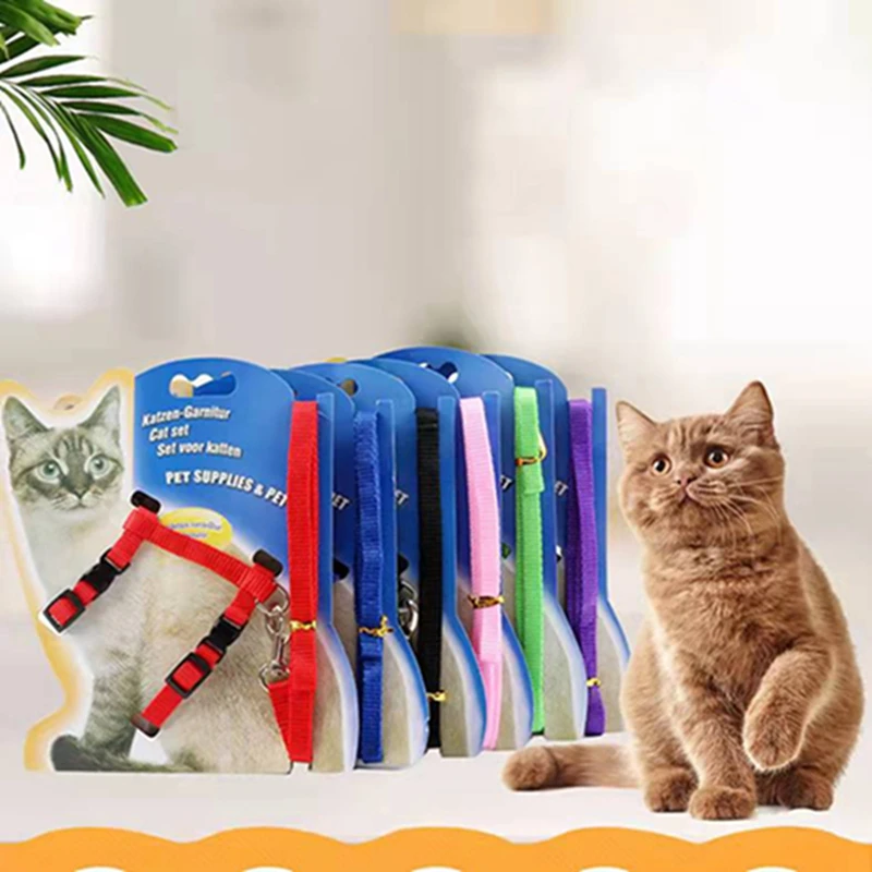 

Cat Collar Harness Leash Adjustable Nylon Pet Traction Cat Kitten Dog Halter Collar Gato Cats Products Pet Harness Belt Cat Col