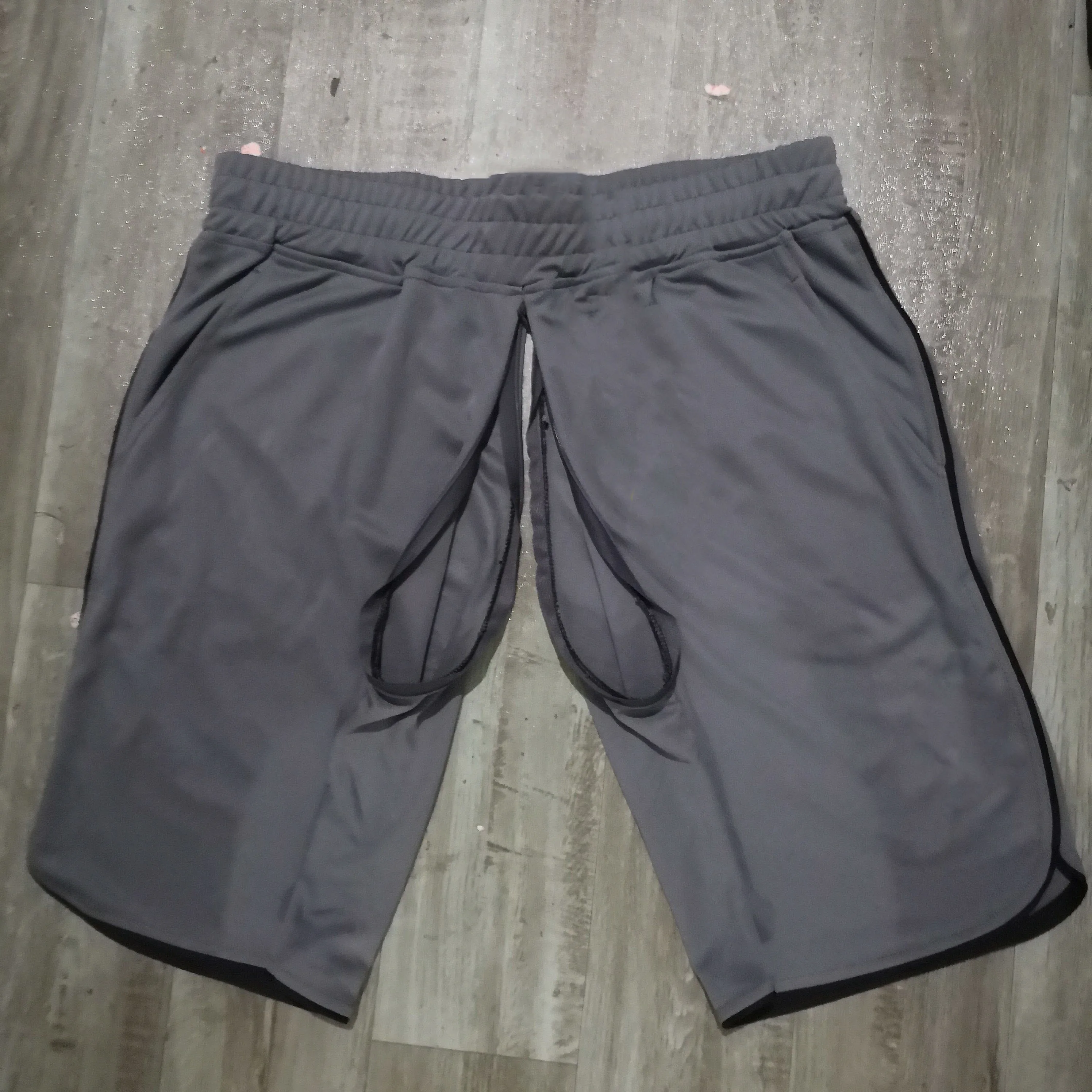 2024 Open Crotch Outdoor Sex Sport Shorts Men Sportswear Running Short 2 in 1 Beach Bottoms Gym Fitness Training Jogging Pants