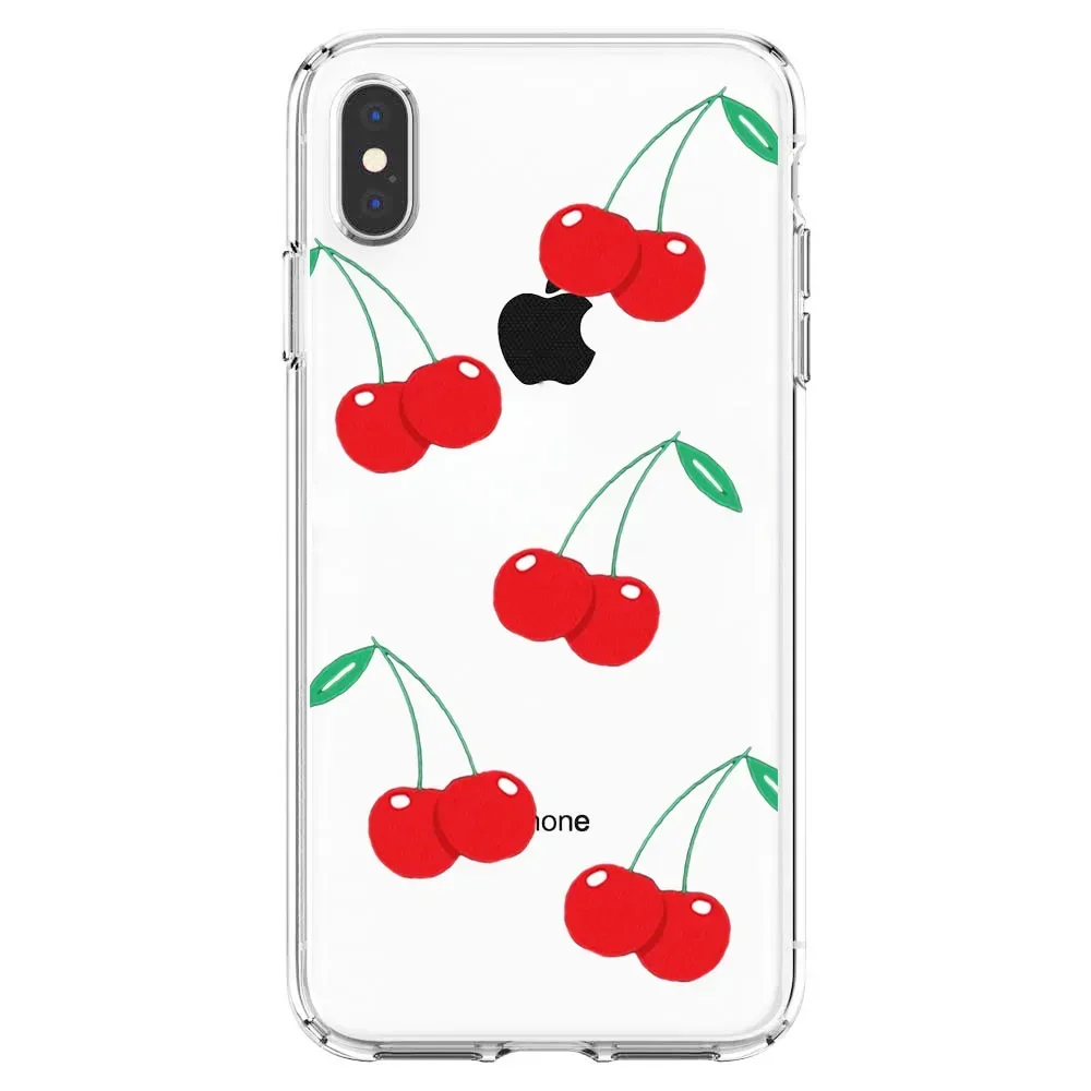Cherries Silicone Transparent Soft Phone Case - Clear Fruit Design Cover