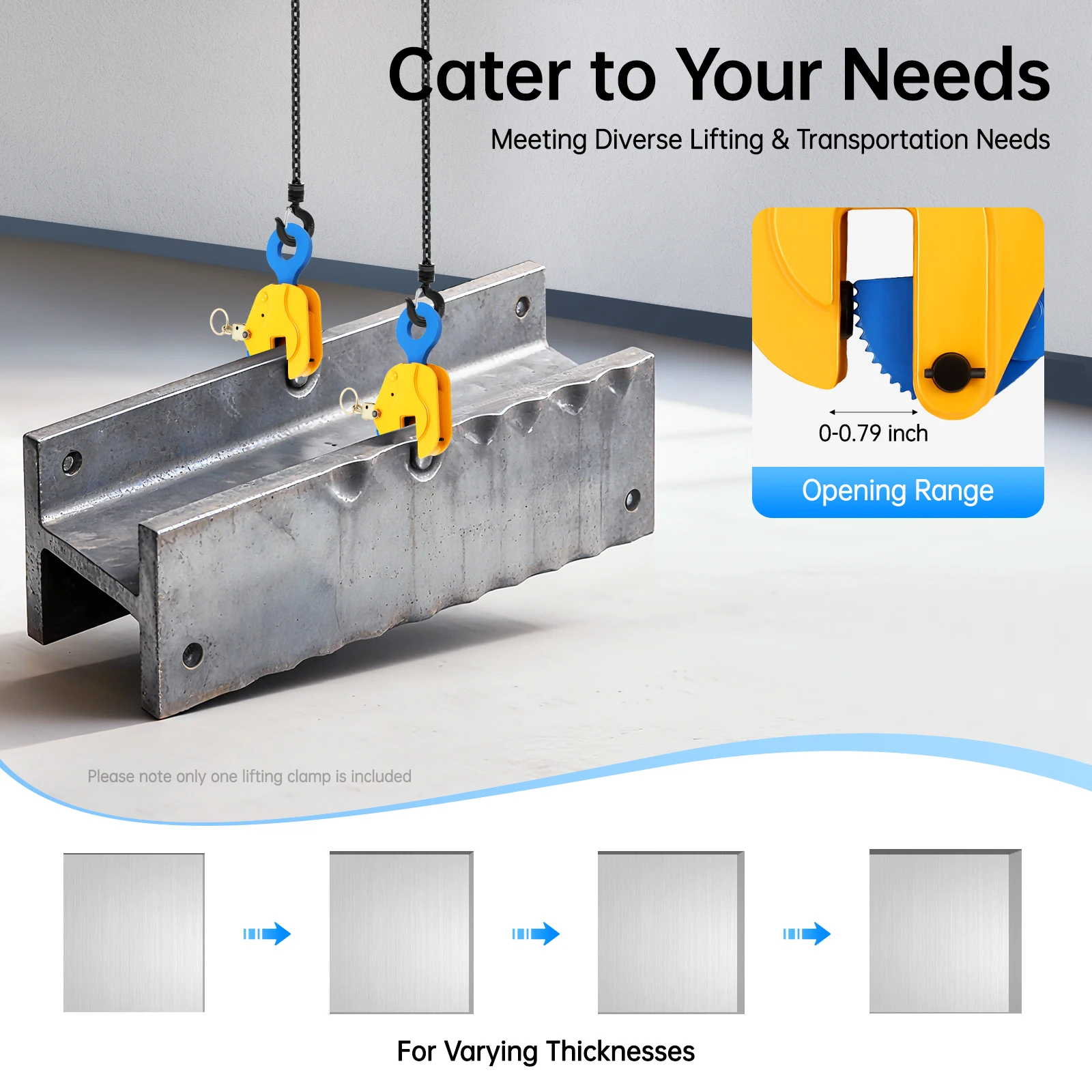 2204.62 lbs Metal Sheets Lifting Clamp Vertical Plate Lift Heavy-Duty Plates Transportation Clamp Opening Range 0-0.79 Inches
