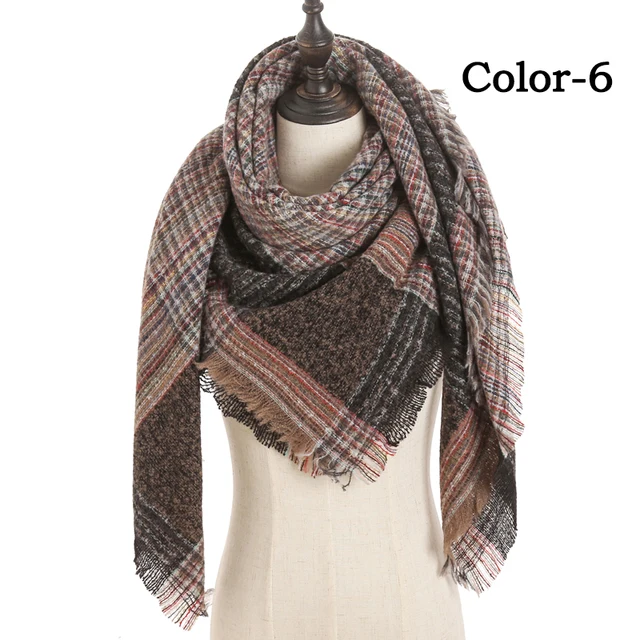 2021 new Cashmere Scarf For Women Plaid Knitted Triangle Pashmina Winter Warm Shawl Wraps Bufanda Female Soft Neck Echarpe UE-6