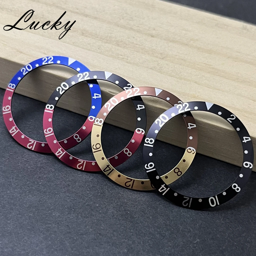 Retro Aluminum Sloping Bezel GMT & Diving Watch Insert, 38mm x 30.6mm, for 40mm Watch Face Replacement