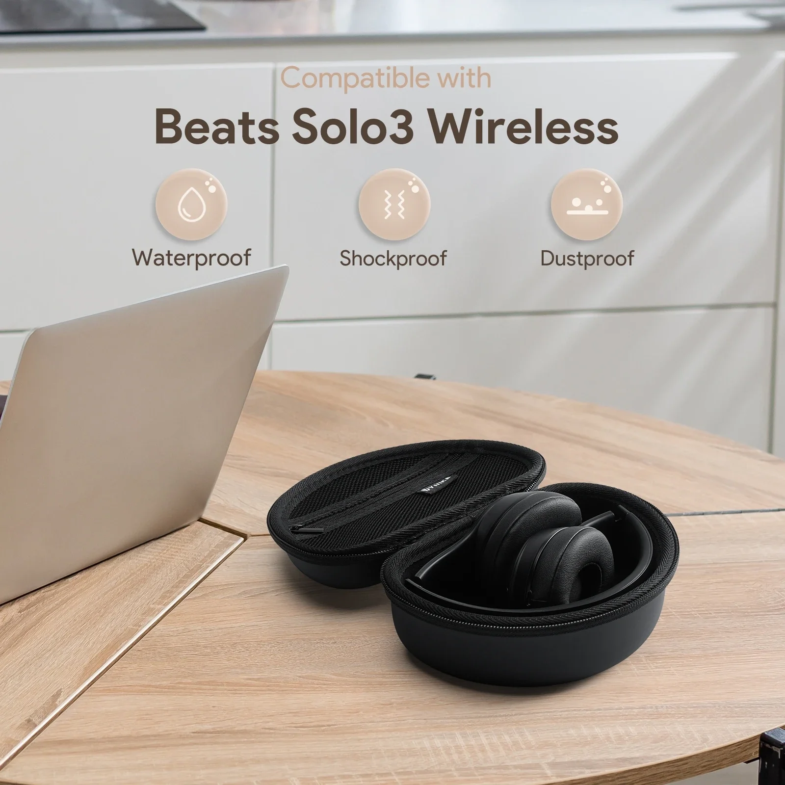 Travel Hard Case for Beats Solo3/Solo4 Headphones - Large Capacity Waterproof ＆ Shockproof Portable Storage Bag