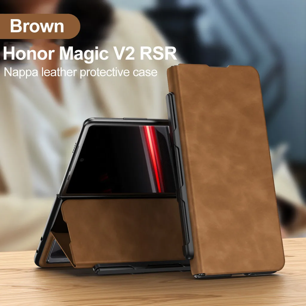 Pelle Opaca Per Honor Magic V2 Rsr Porsche Design Case Book Stand Flip Wallet Protection Cover