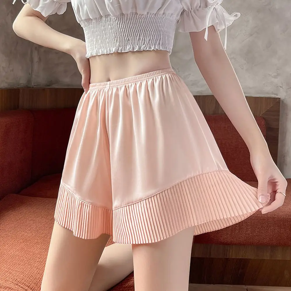 Simple Elastic Short Fashion Summer Solid Color Safety Short Pants Women's Breeches Silk Underpants Female Underwear