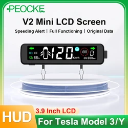 PEOCKE HUD Head-up Display 3.9inch Mini Screen For Tesla Model 3 Y Speedometer Driving Meter Dedicated For Tesla Car Electronic
