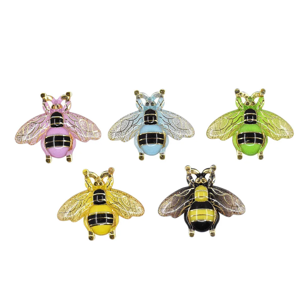 20Pcs Rainbow Bees Alloy Pendants - Multi-Color Insect Charms For DIY Jewelry Making 27x27.5mm