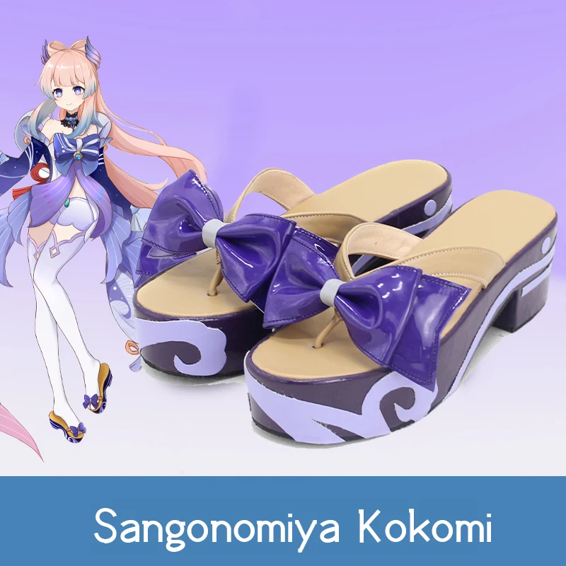 

Sangonomiya Kokomi Cosplay Shoes Shiny leather bow Japanese Shoes Genshin Impact Customised cosplay thick soled prop shoes
