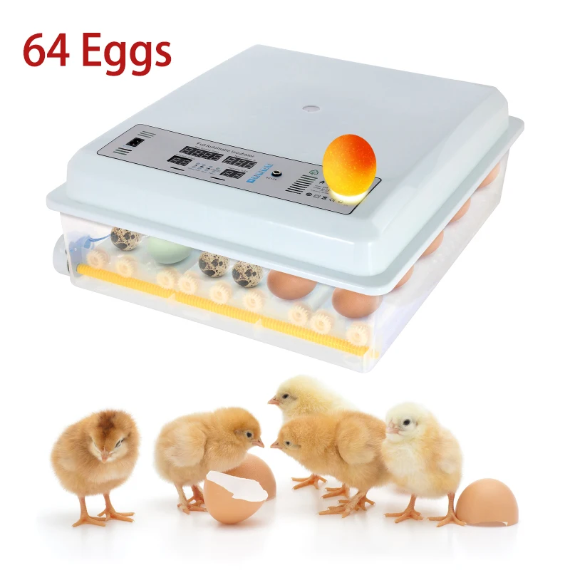 

64 Eggs Incubator Fully Automatic Turning Hatching Brooder Farm Bird Quail Chicken Poultry Hatcher Turner Temperature Control