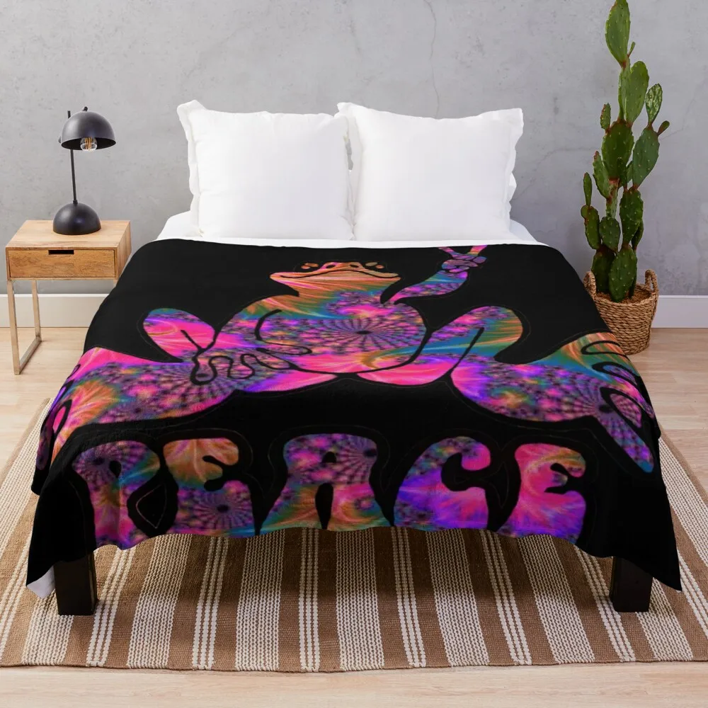 

Spiral Colorful Peace FrogThrow Blanket Fur Blanket Loose Blanket