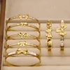 Korean Style Simple and Luxurious Three-dimensional Butterfly Bow Heart-shaped Titanium Steel Bracelet for Women Jewelry. 1