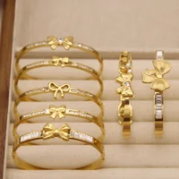 Korean Style Simple and Luxurious Three-dimensional Butterfly Bow Heart-shaped Titanium Steel Bracelet for Women Jewelry. 1