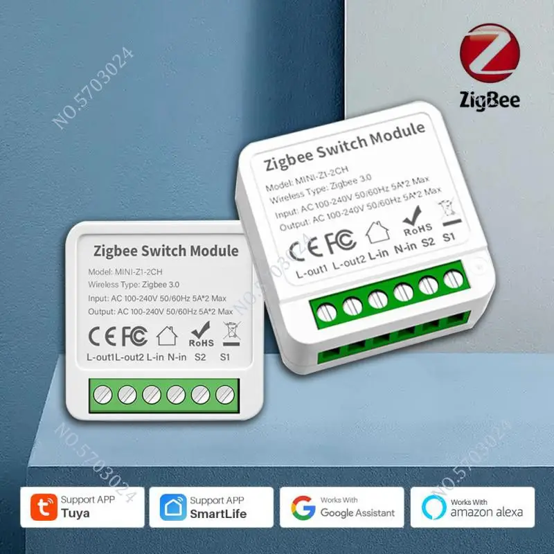 Умный выключатель Tuya Zigbee, двухсторонний мини-выключатель «сделай сам» для умного дома, с 2/3/4 клавишами, работает с Alexa Google Home