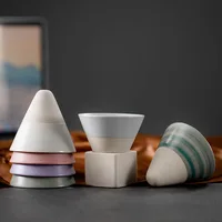 1pc Retro Japanese Triangular Cone Shape Pottery Tea Coffee Cup Pull Ceramic Mug Rough Latte Porcelain Cup For Home Office 3