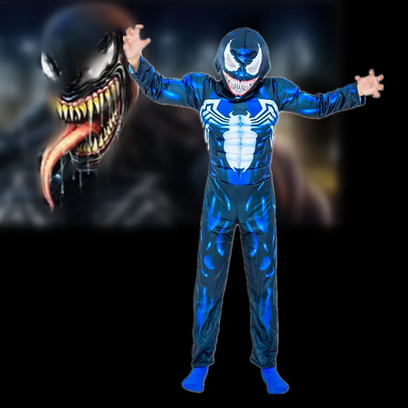 Vengers per bambini Venom Spiderman Costume Cosplay Boy Girl Halloween  supereroe Muscle/collant tuta