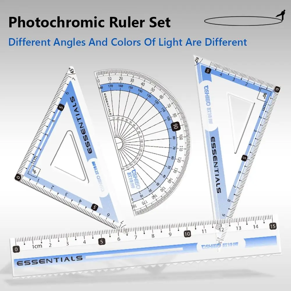 9개/세트 플라스틱 자, 컴퍼스 세트, 샤프펜슬, 지우개, 문구용 자 세트, 삼각자, 직각자, 측정자