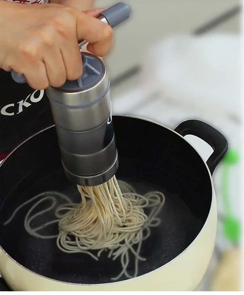 1PC domowa ręczna maszyna do robienia makaronu ze stali nierdzewnej nacisk dłoni maszyna do makaronu urządzenie do gotowania makaronu z 5 modelami 16 3