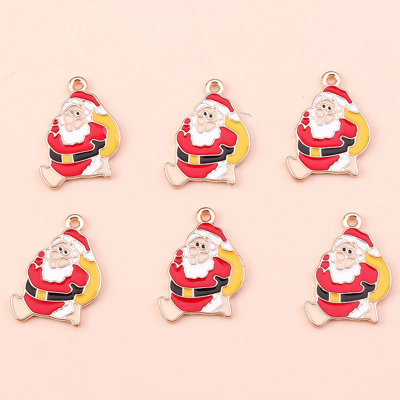 10 teile/los Mix Emaille Weihnachten Schneemann Santa Claus Charms Anhänger für Schmuck Machen Ohrringe Halsketten DIY Armbänder Handwerk Geschenk – Detail 4