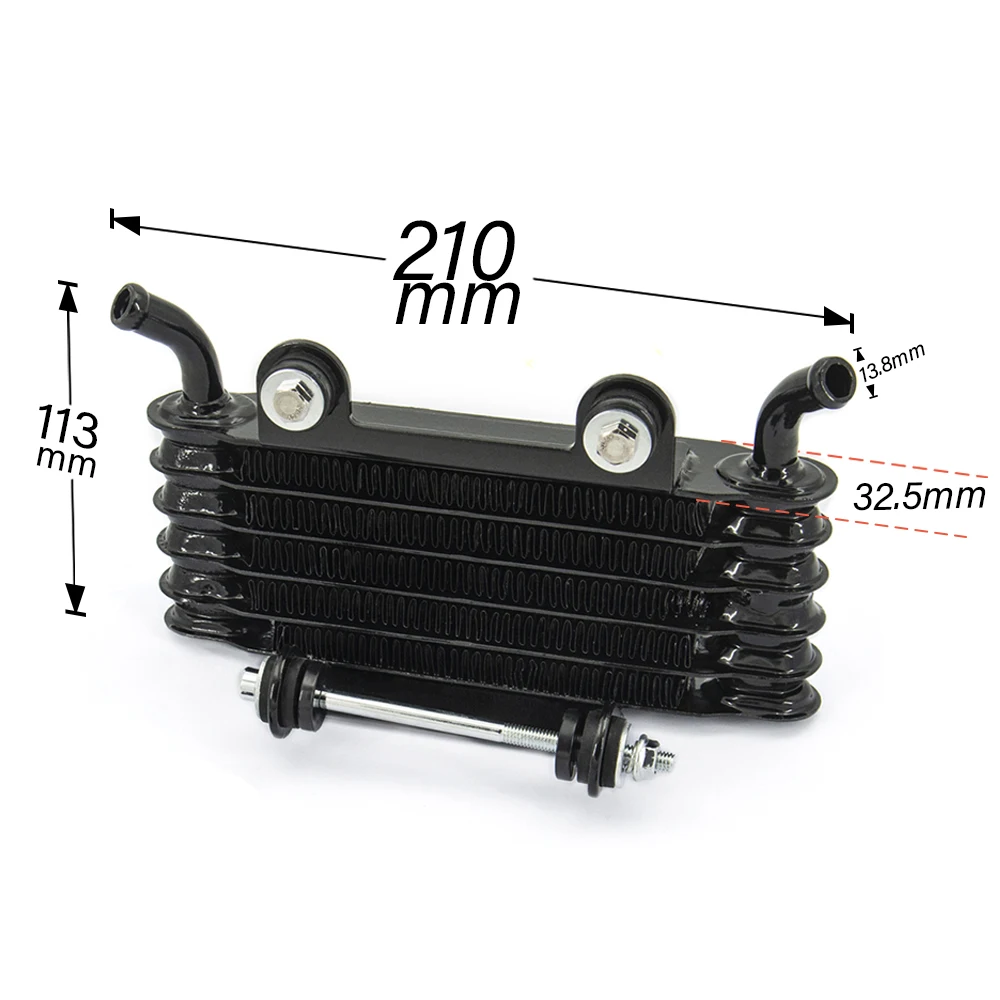 High Quality Black 6 Rows Motorcycle Oil Cooler Suit for Honda Yamaha 200mm Modified Motorcycle and Car Accessories