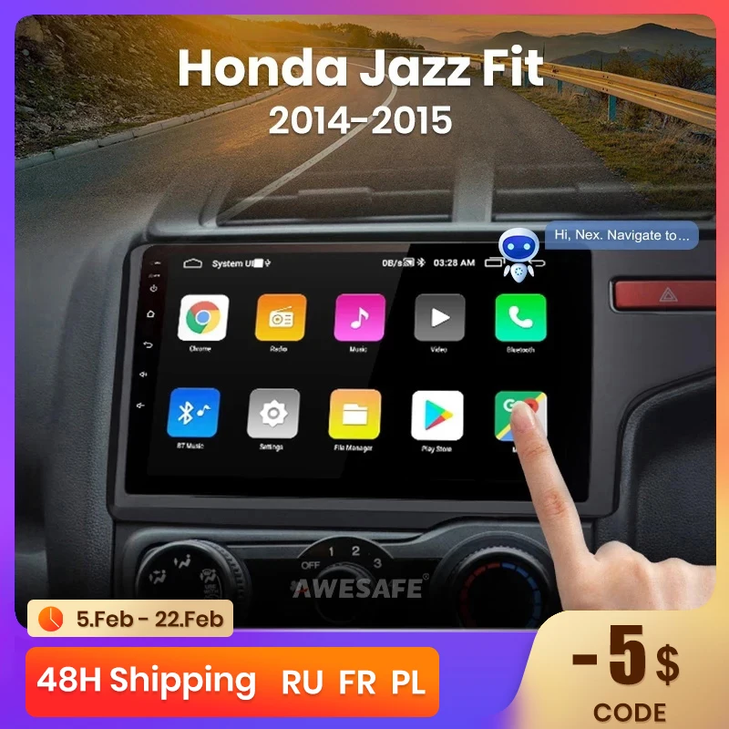 

AWESAFE Wireless CarPlay Android 13 Radio For Honda Fit Jazz 2014 2015 GPS Navigation Stereo Car Intelligent Systems