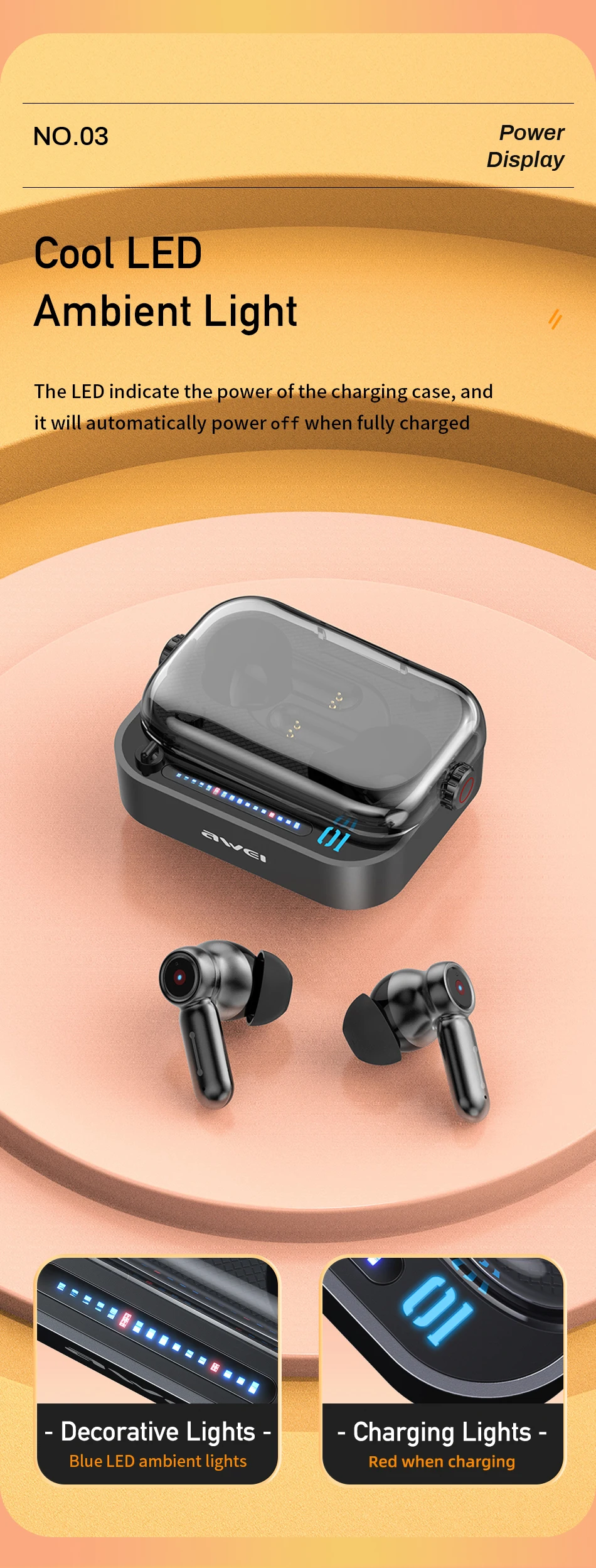 Awei T58 TWS Wireless Earbuds 5