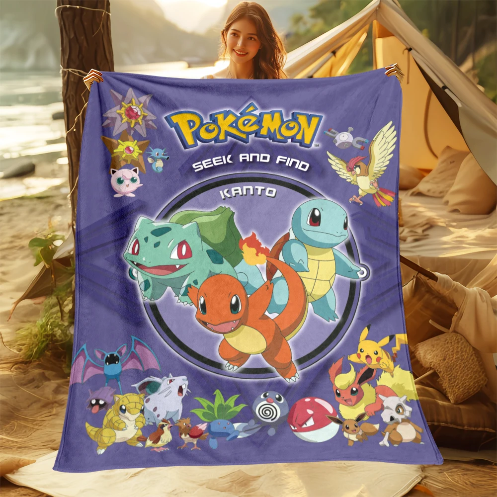 Pokemon Blanket Cute HD Printed Flannel Thin Blanket Four Season Blanket.for Sofa,beds,living Rooms,travel Camping Blanket Gifts 2