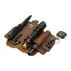 Men Genuine Leather Tool Pocket Keychain Flashlight Pen Knife Storage Wear Resistant Durable Retro Outdoor Sports Folding Pocket 2