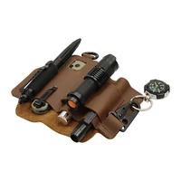 Men Genuine Leather Tool Pocket Keychain Flashlight Pen Knife Storage Wear Resistant Durable Retro Outdoor Sports Folding Pocket 2