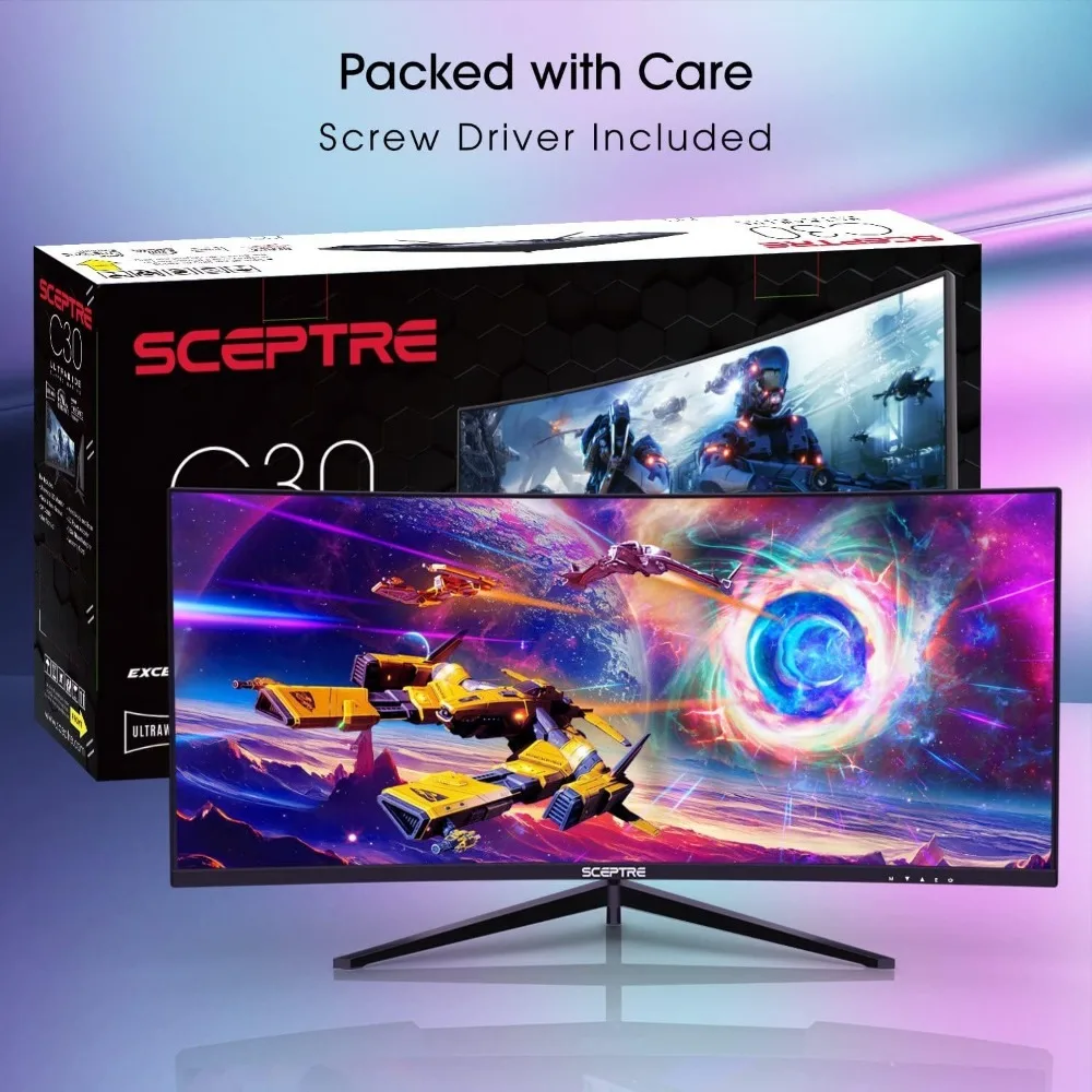 30-inch Curved Gaming Monitor 21:9 2560x1080 Ultra Wide/ Slim HDMI up to 200Hz Build-in Speakers