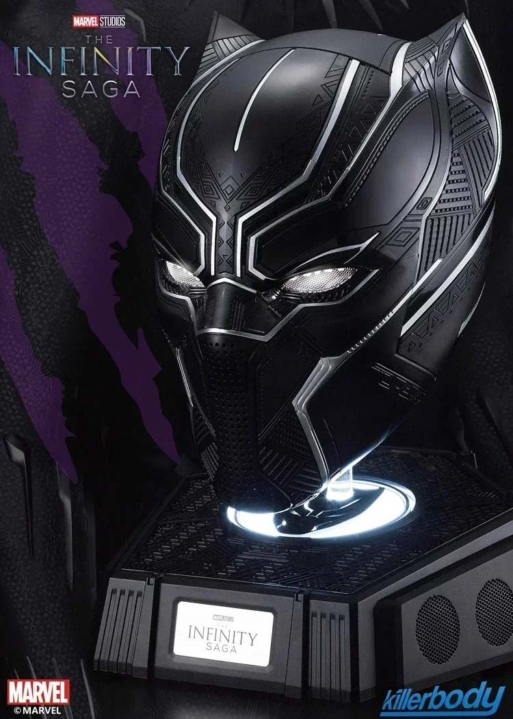 thumbnail image 1 of Máscara de cosplay de Marvel Black Panther, casco con cubierta para la cabeza, máscara portátil, base con altavoz Bluetooth, figura modelo, regalo de cumpleaños, juguetes, 1 of 5
