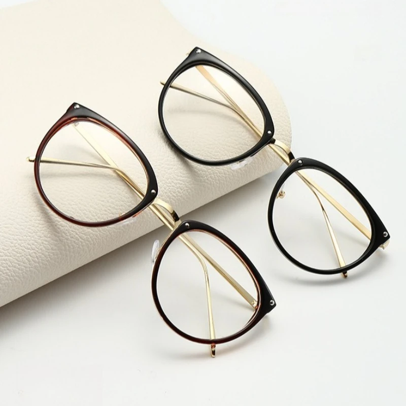 Optical Plano Glasses Frame Women Men Round Oversized Cat Eye