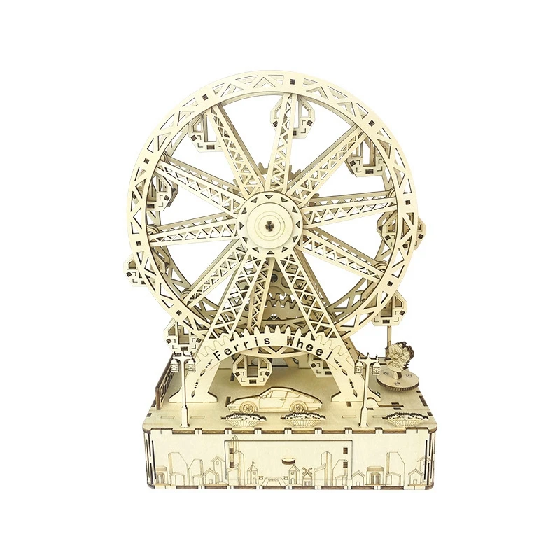 

DIY Music Rotating Ferris-Wheel Wooden 3D Jigsawed Puzzle Creatives Gifts For Children's Educational Toys.