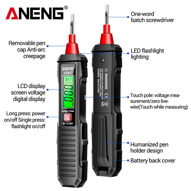 전기 작업을 더 안전하고 편리하게 만드는 ANENG VD807 스마트 전기 펜 테스터