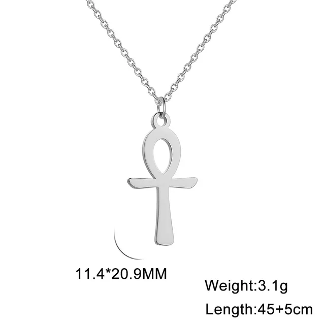 Lucktune collier pharaon égyptien ankh pendentif ankh croce egiziana collier acier inoxydable Ankh croix amulette égyptienne collier en acier inoxydable clé de la vie symbole Crucifix pendentif collier femmes