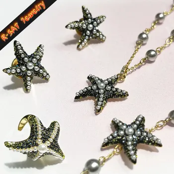 2025 Original Fashion Star Pearl Necklace Earrings Bracelet Adjustable Ring Luxury for Women Jewelry Set Party Accessories 1