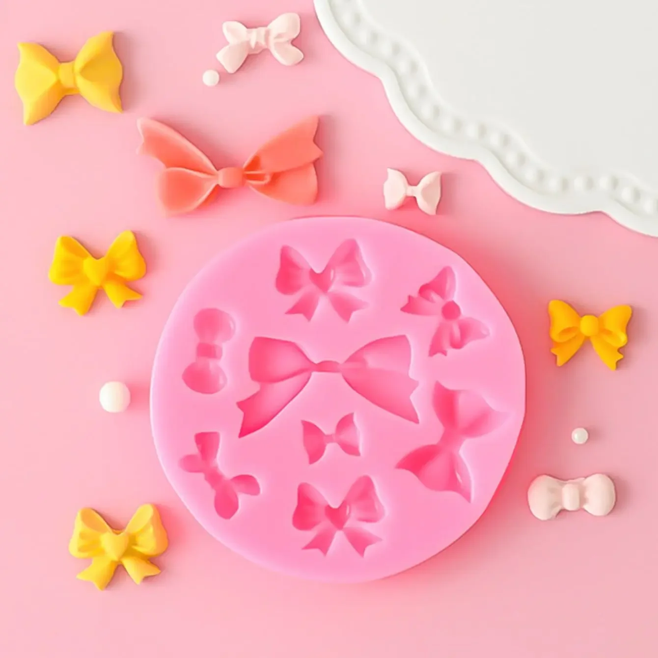 1pc Many Mini bow chocolate wedding cake decorating tools DIY baking fondant silicone mold High quality
