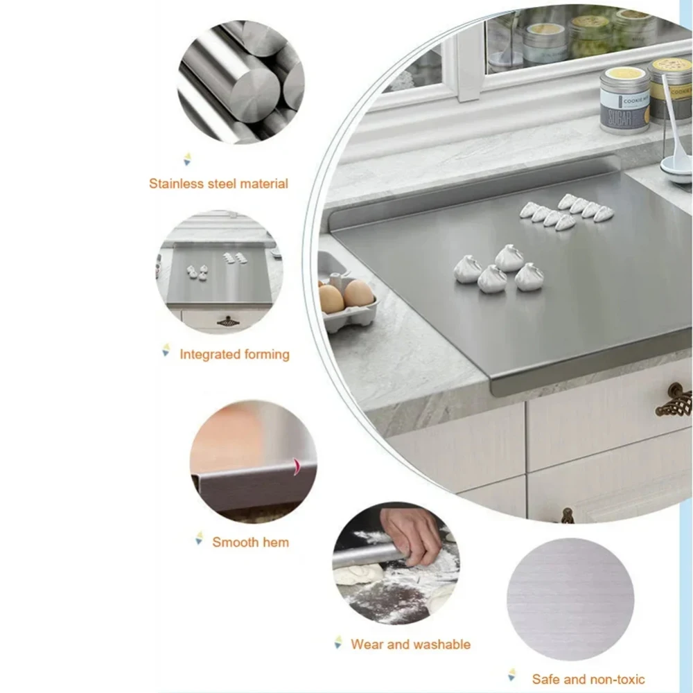 L-Shaped Stainless Steel Chopping Board – Large Double-Sided 5